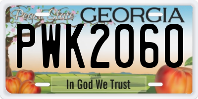 GA license plate PWK2060