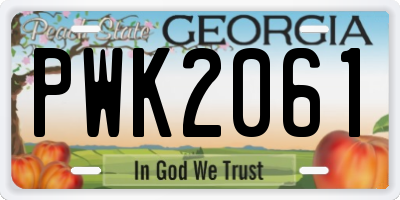 GA license plate PWK2061