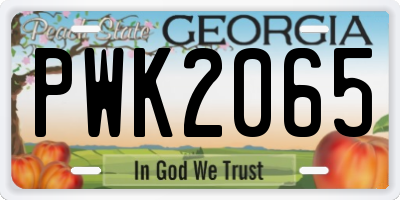 GA license plate PWK2065