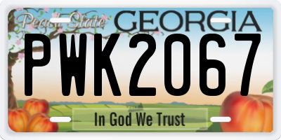 GA license plate PWK2067