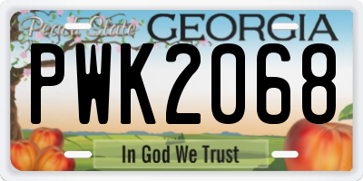 GA license plate PWK2068