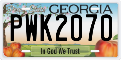 GA license plate PWK2070