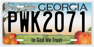 GA license plate PWK2071