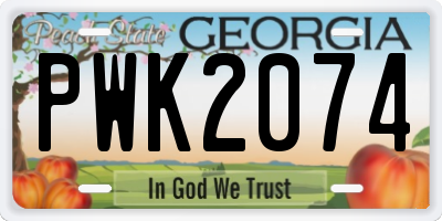 GA license plate PWK2074
