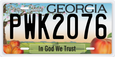 GA license plate PWK2076