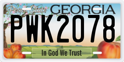 GA license plate PWK2078