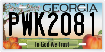 GA license plate PWK2081