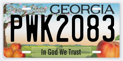 GA license plate PWK2083