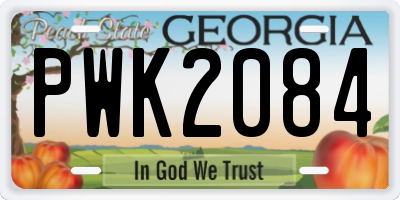 GA license plate PWK2084