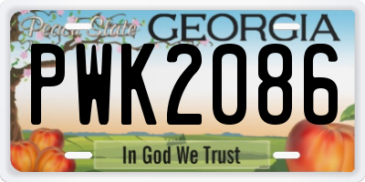 GA license plate PWK2086