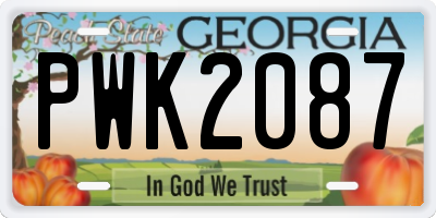 GA license plate PWK2087