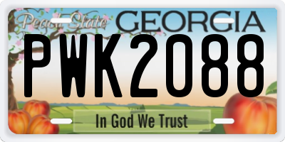 GA license plate PWK2088