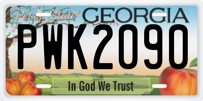 GA license plate PWK2090
