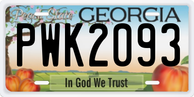GA license plate PWK2093