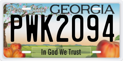 GA license plate PWK2094