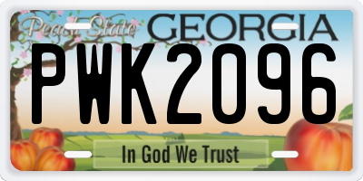GA license plate PWK2096