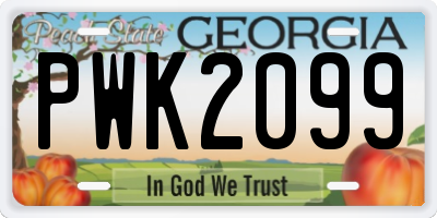 GA license plate PWK2099