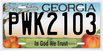GA license plate PWK2103