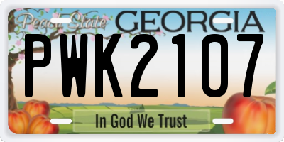 GA license plate PWK2107