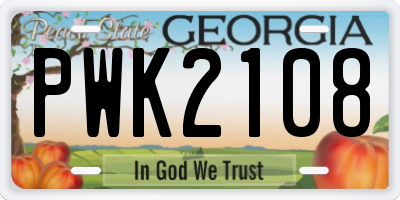 GA license plate PWK2108