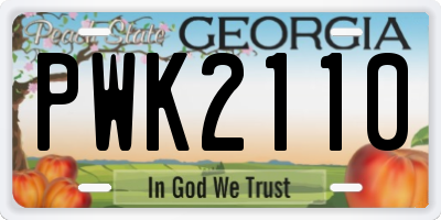 GA license plate PWK2110