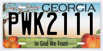 GA license plate PWK2111