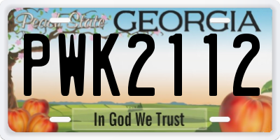 GA license plate PWK2112