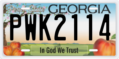 GA license plate PWK2114