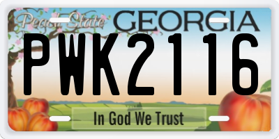 GA license plate PWK2116