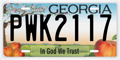 GA license plate PWK2117