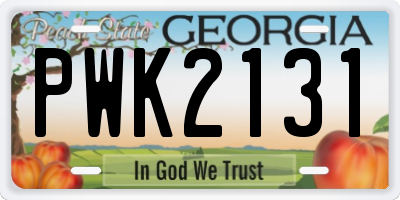 GA license plate PWK2131