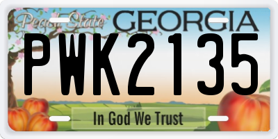 GA license plate PWK2135