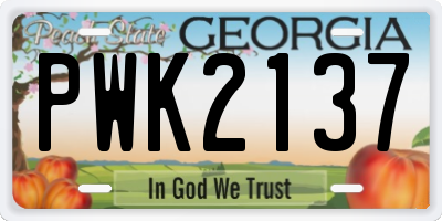 GA license plate PWK2137