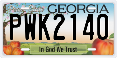 GA license plate PWK2140