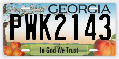 GA license plate PWK2143