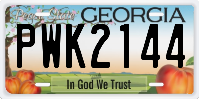 GA license plate PWK2144