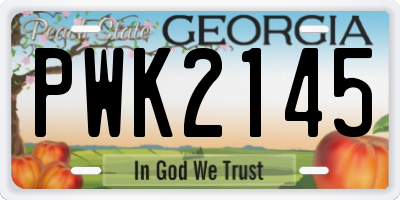 GA license plate PWK2145