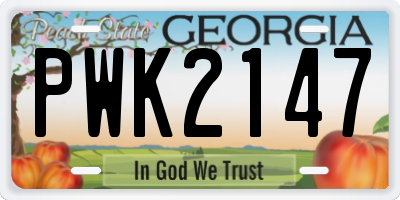 GA license plate PWK2147