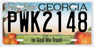 GA license plate PWK2148