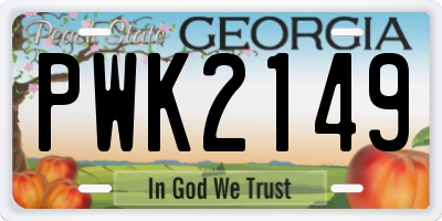 GA license plate PWK2149