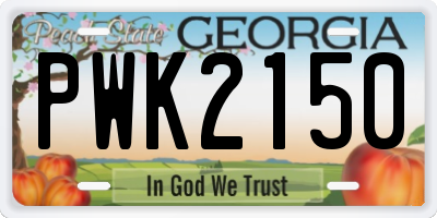 GA license plate PWK2150