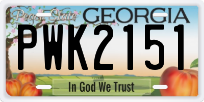 GA license plate PWK2151