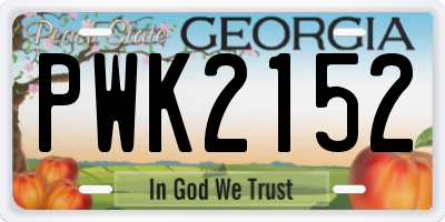 GA license plate PWK2152
