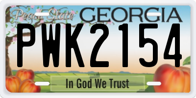 GA license plate PWK2154