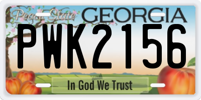 GA license plate PWK2156