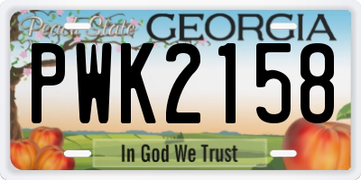 GA license plate PWK2158
