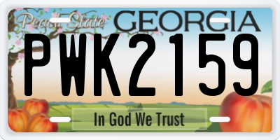 GA license plate PWK2159