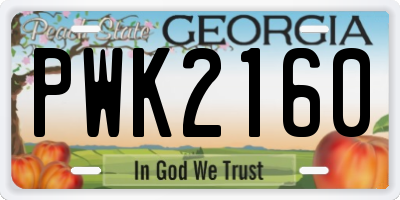 GA license plate PWK2160