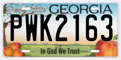 GA license plate PWK2163