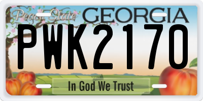 GA license plate PWK2170